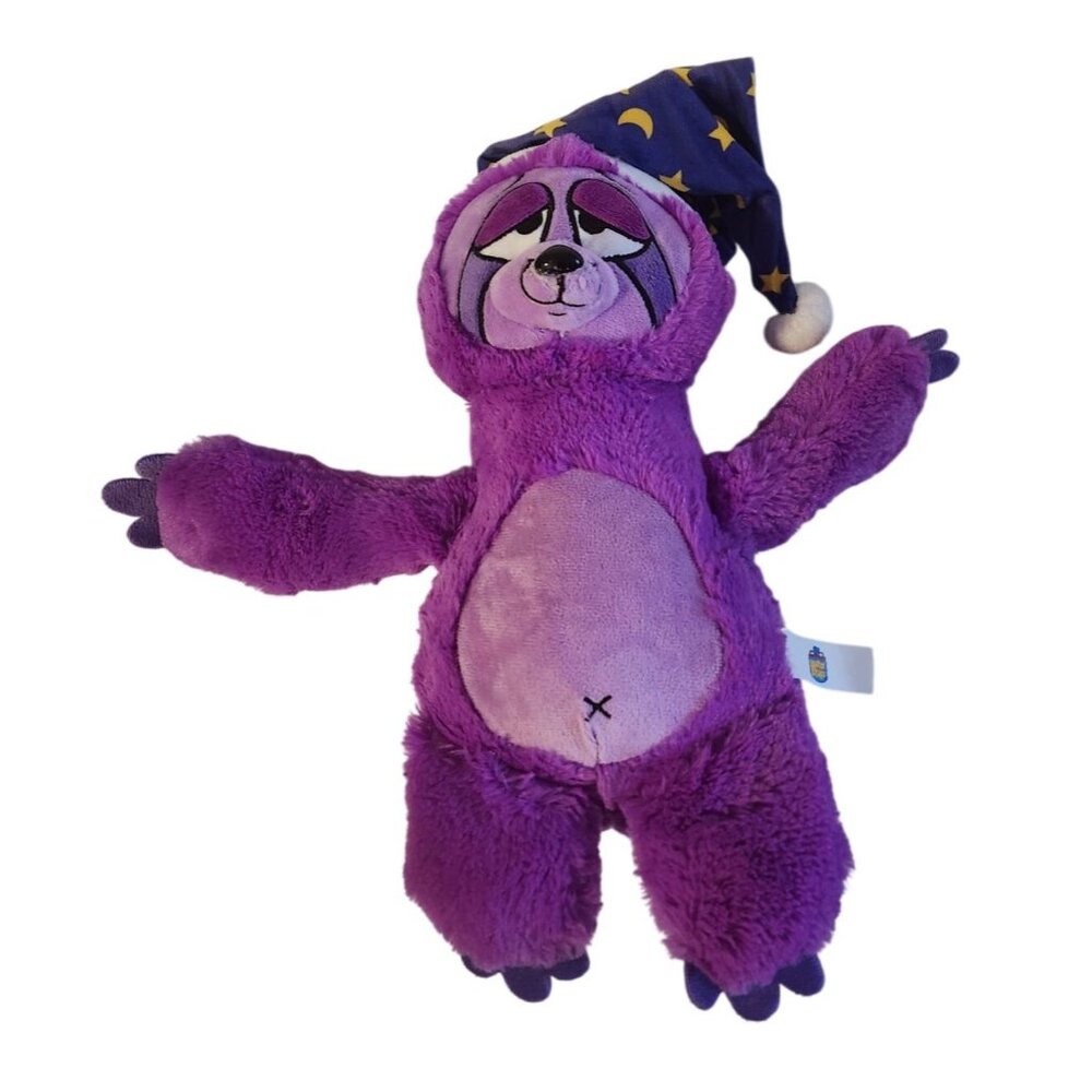 Purple Sleepy Sloth Plush Toy With Moon Hat By Sleepy Stuff